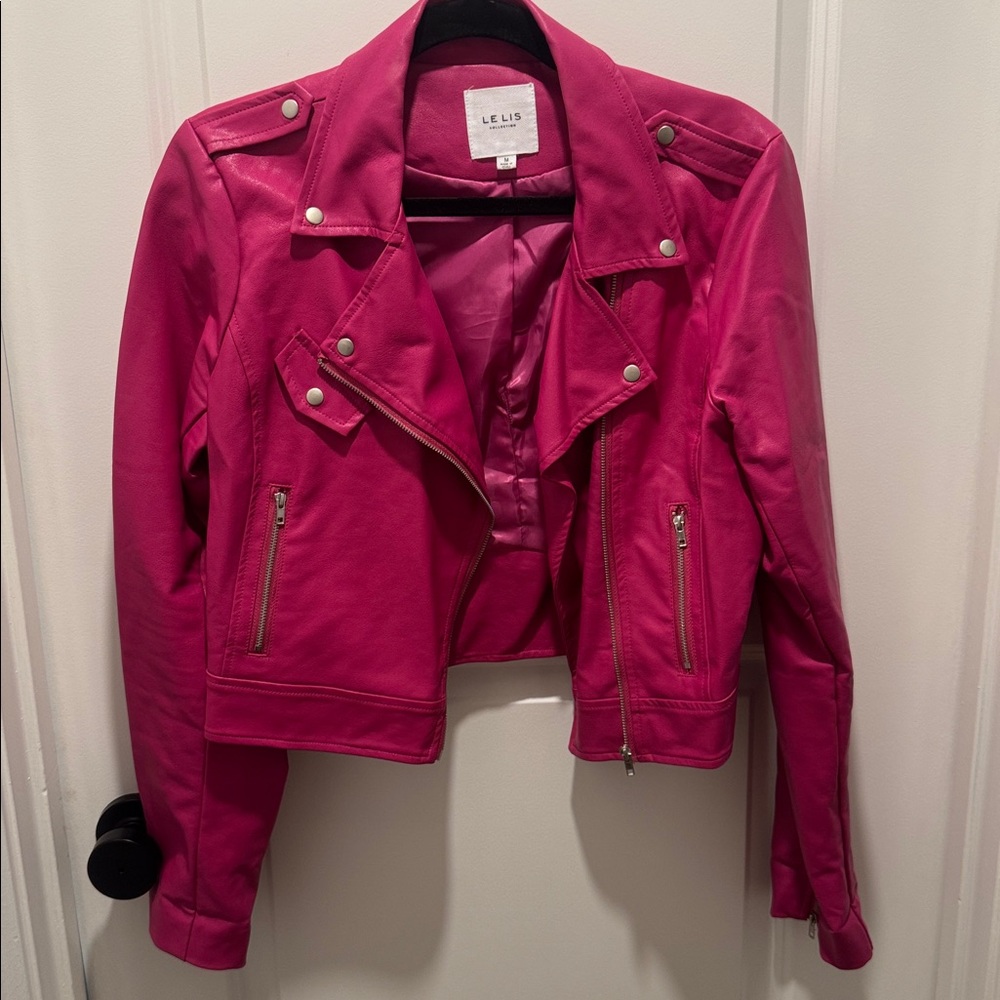 Le Lis Fuchsia Leather Jacket size medium